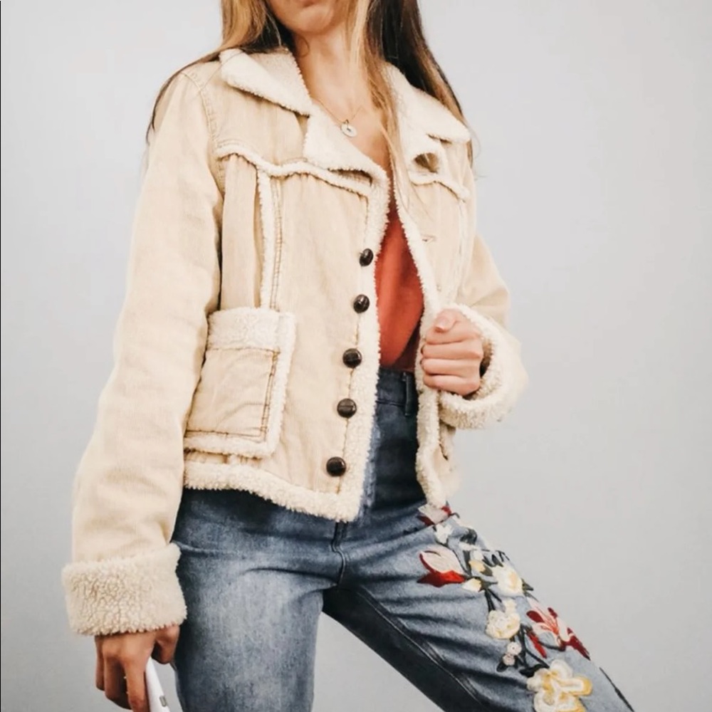 Cream Corduroy Jacket With Wool Lining